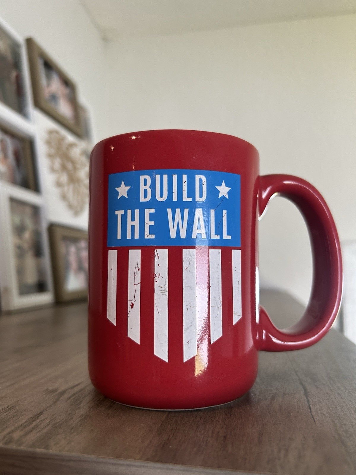 President Donald Trump Build The Wall Red Coffee Mug
