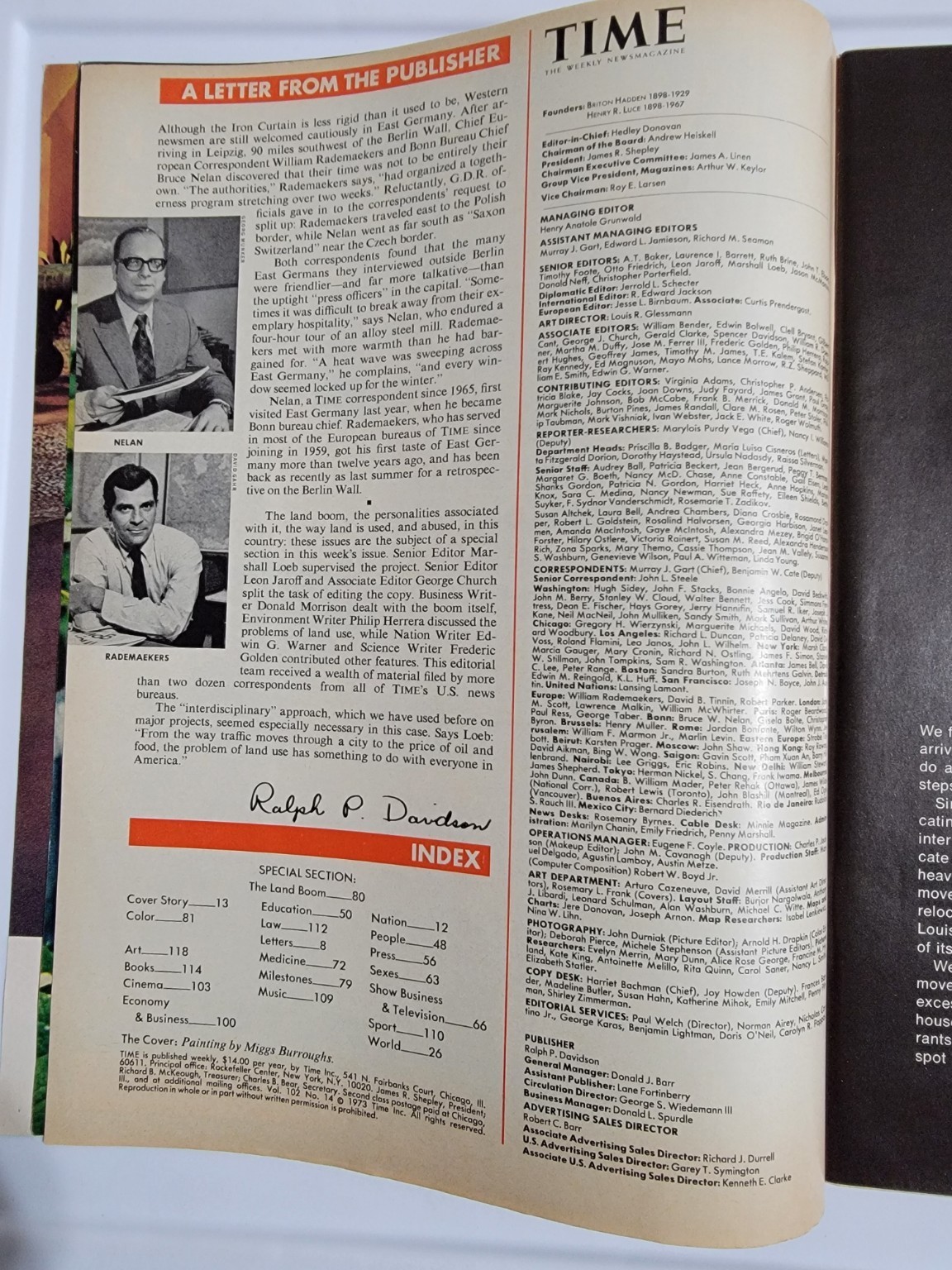 TIME Magazine – October 1, 1973 – “The Agnew Crisis” – Watergate Era – Land Boom
