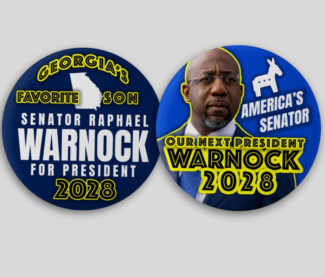 Raphael Warnock President 2028 Pin Buttons Political Democrat Hopeful Georgia
