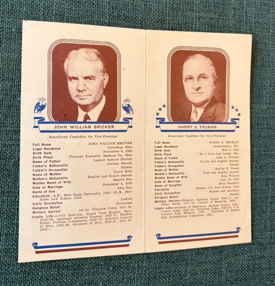 1940 The Book of Presidents Monarch Life Insurance Co Booklet Roosevelt & Dewey