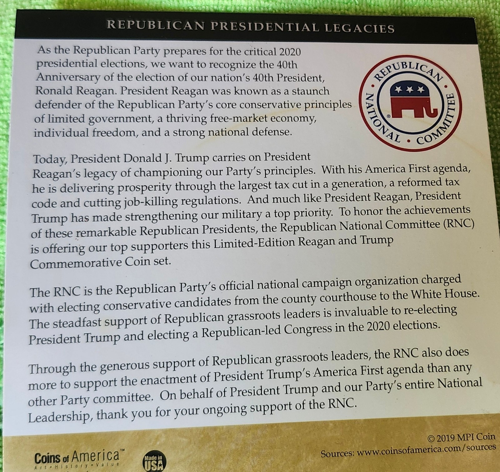 💥Donald Trump & Ronald Reagan Collectable COIN SET🔥Ridiculously Rare!🔥