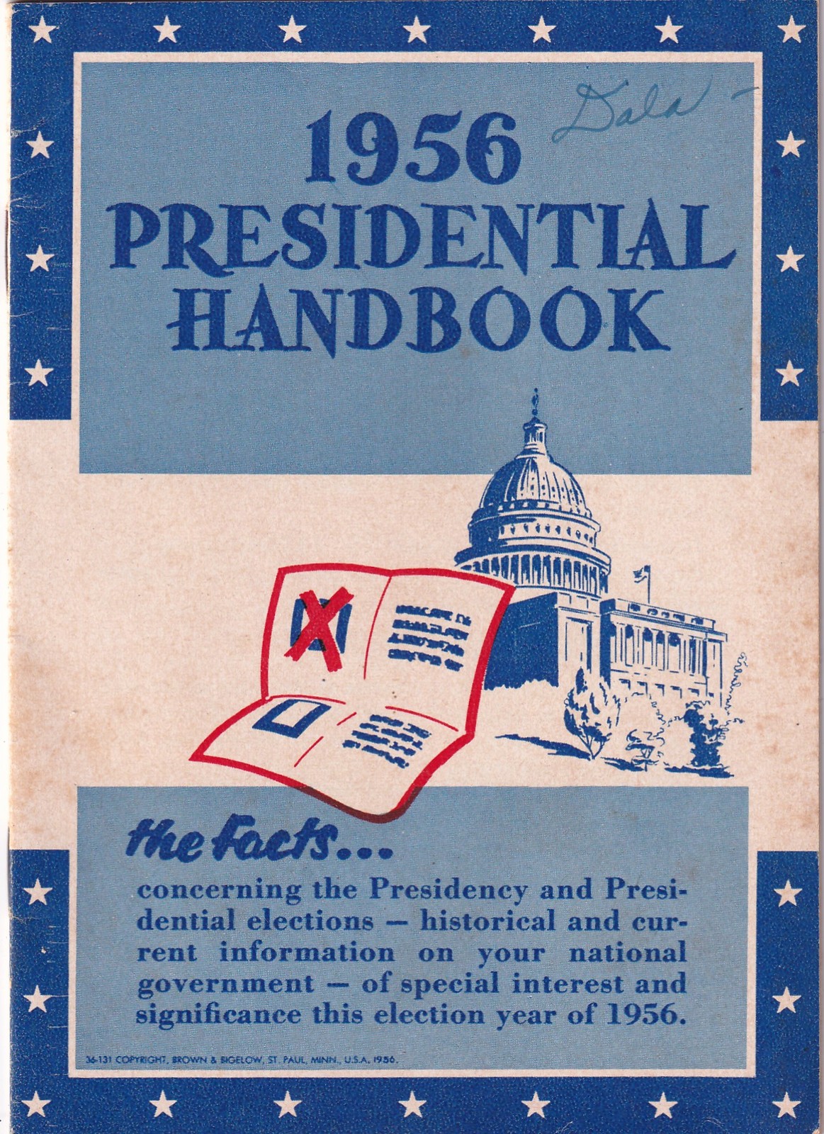 Vintage 1956 Presidential Handbook Dwight D. Eisenhower Adlai Stevenson