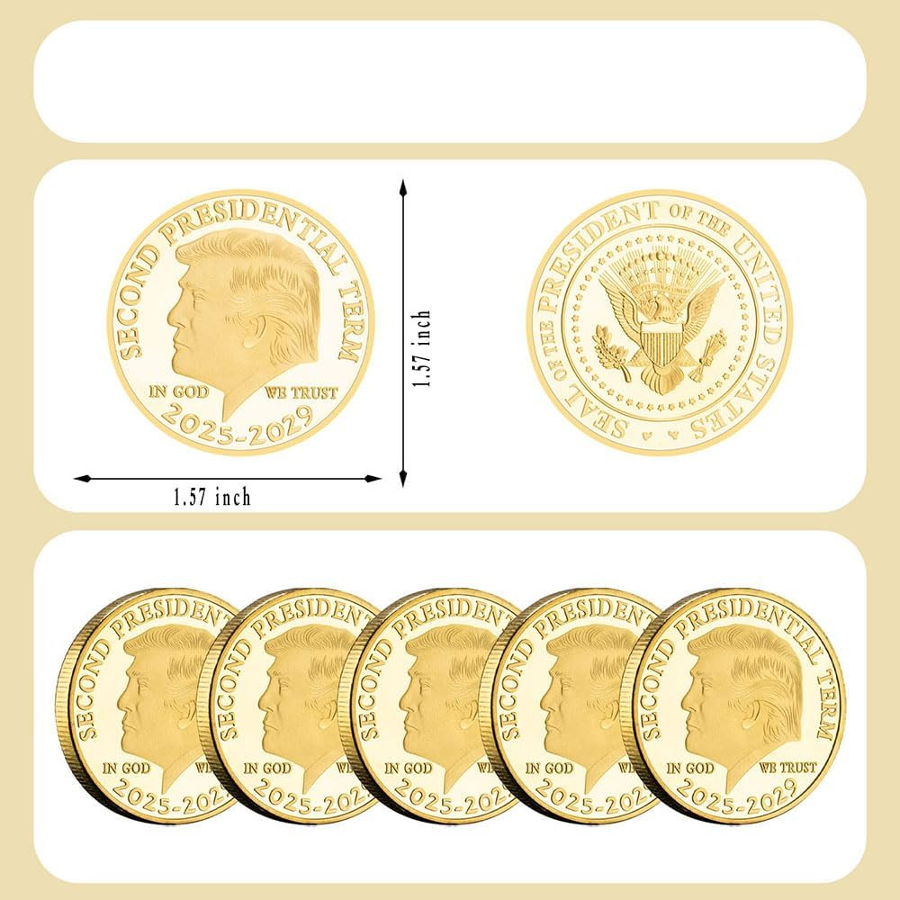 Donald Trump Gold Plated Coin Second Presidential Term 2025-2029 Coins Collectio