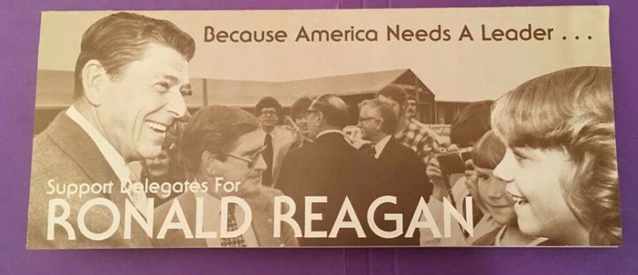 1980 Ronald Reagan Presidential GOP Primary Campaign Flyer / Illinois Delegates