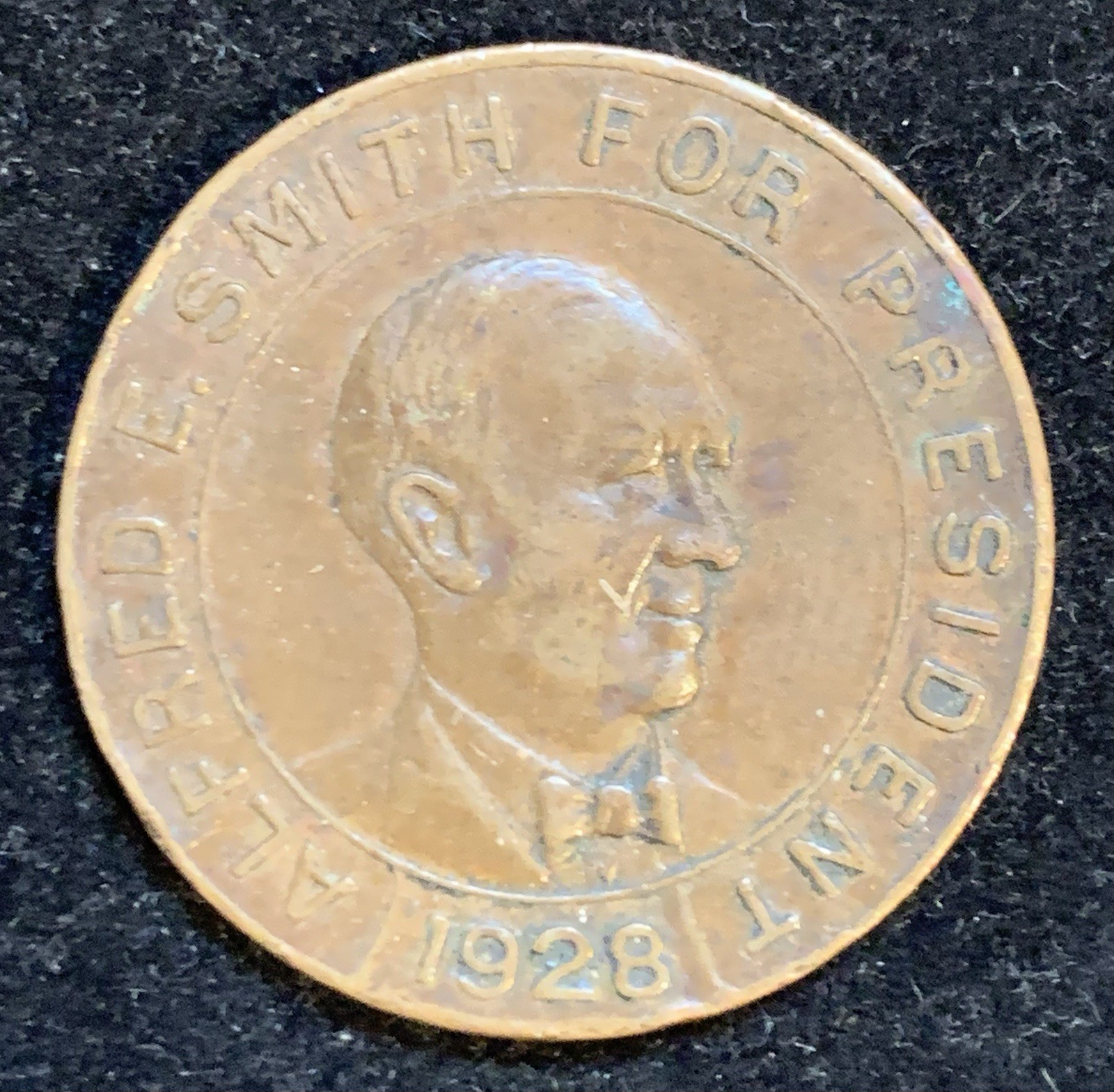 1928 Alfred E. Smith For President Brass Coin Token “All For Al” “Al For All”