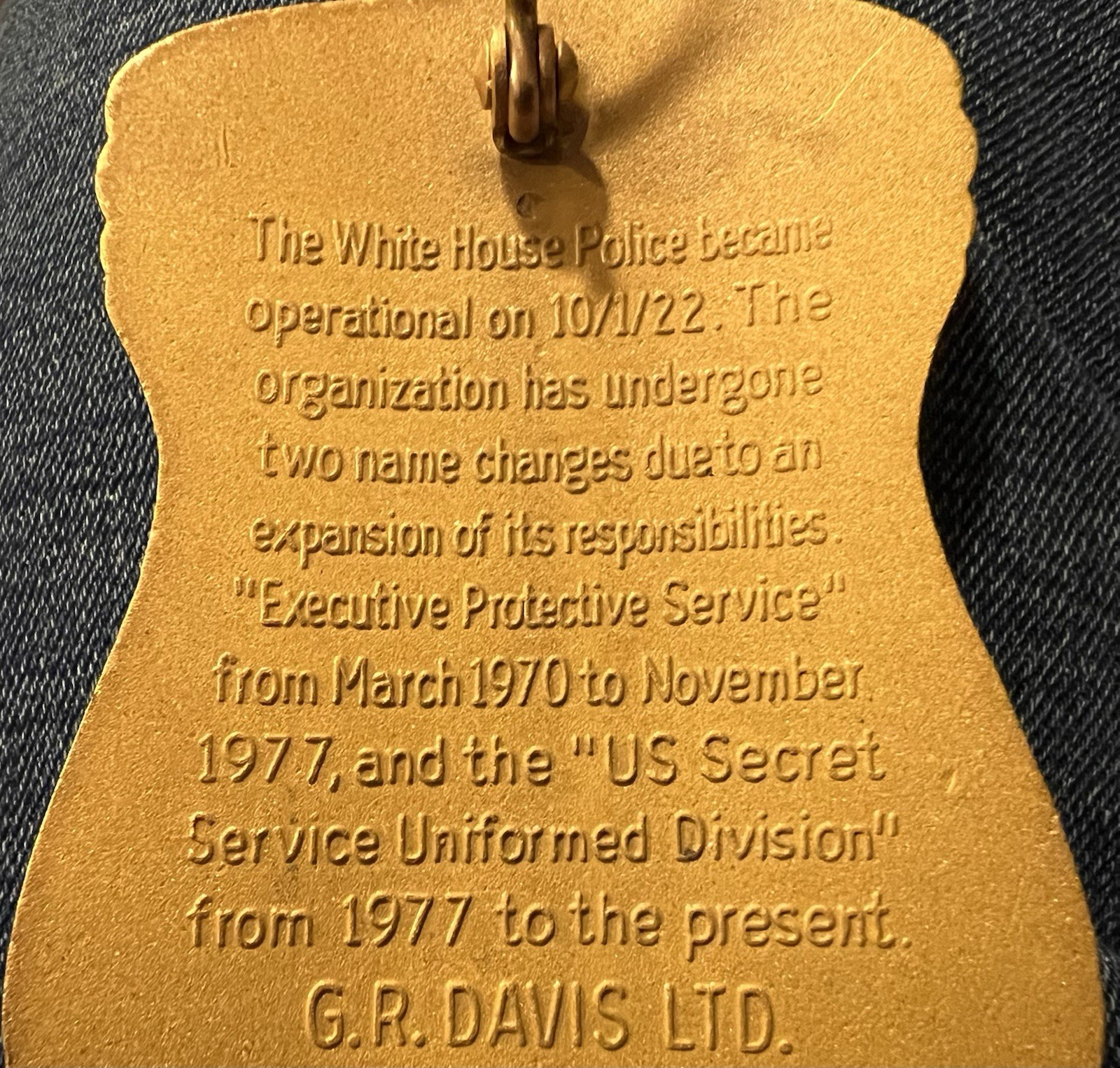 Obsolete Commemorative White House Uniformed Div. BADGE #518 Shield HALLMARKED