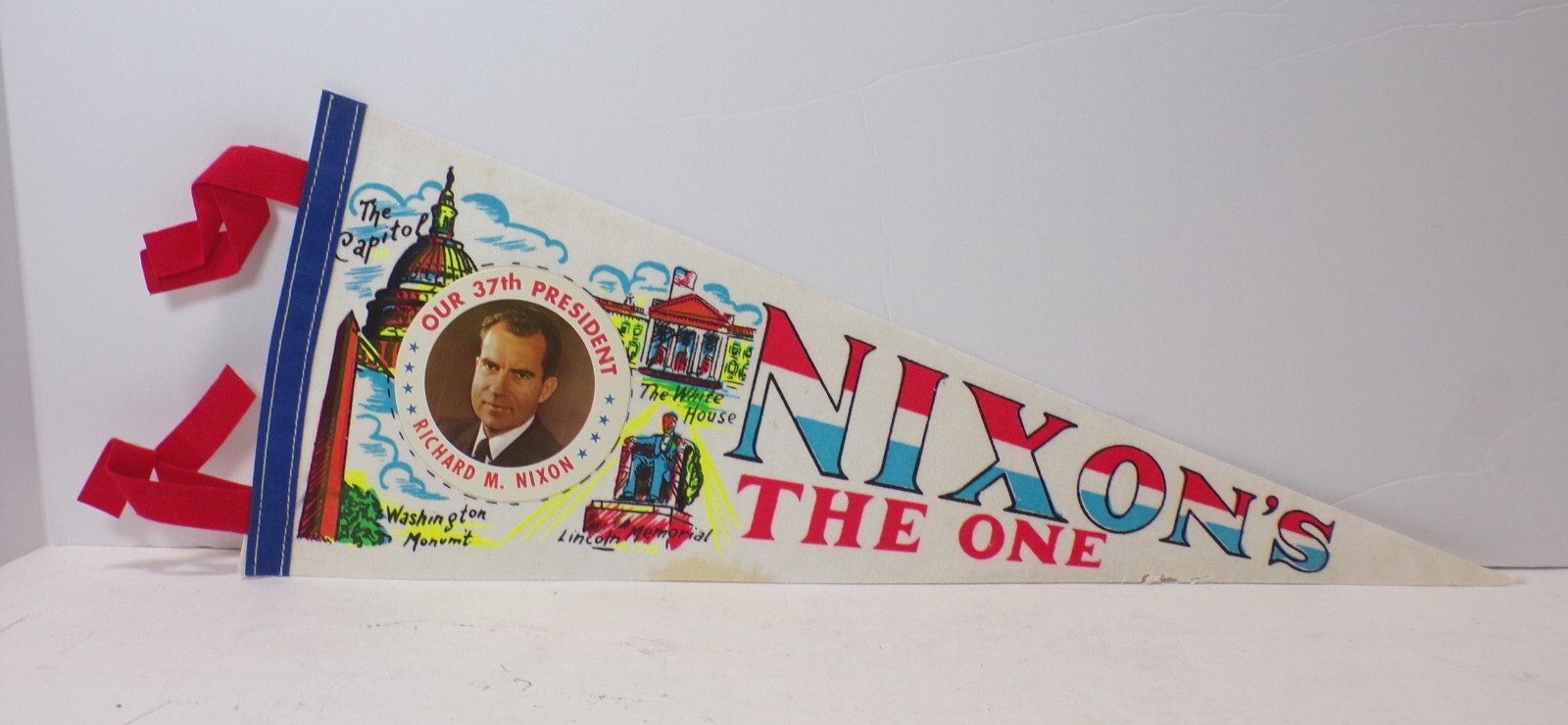 1969 Richard Nixon NIXON’S THE ONE Inauguration Pennant Flag 18″ 102424WT-E