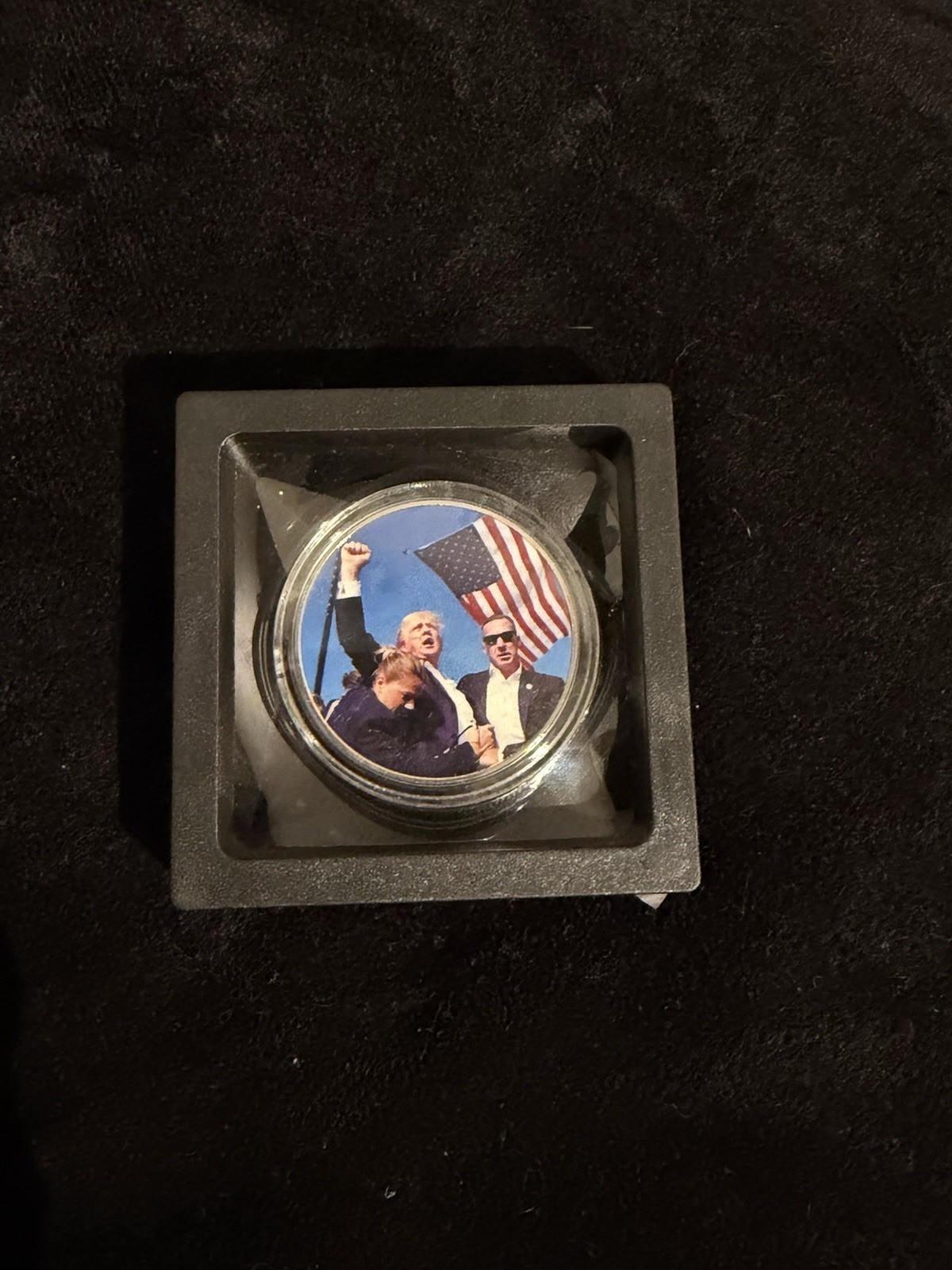Donald Trump “Fight” Commemorative Silver Coin With Display Case