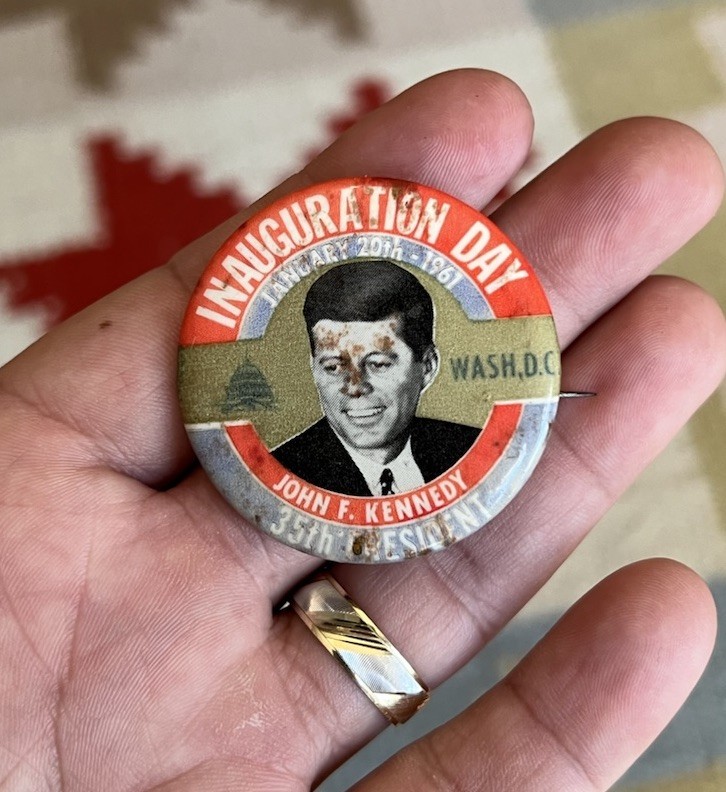 John F Kennedy JFK – 1961 Inauguration Day 35th President Pinback Button