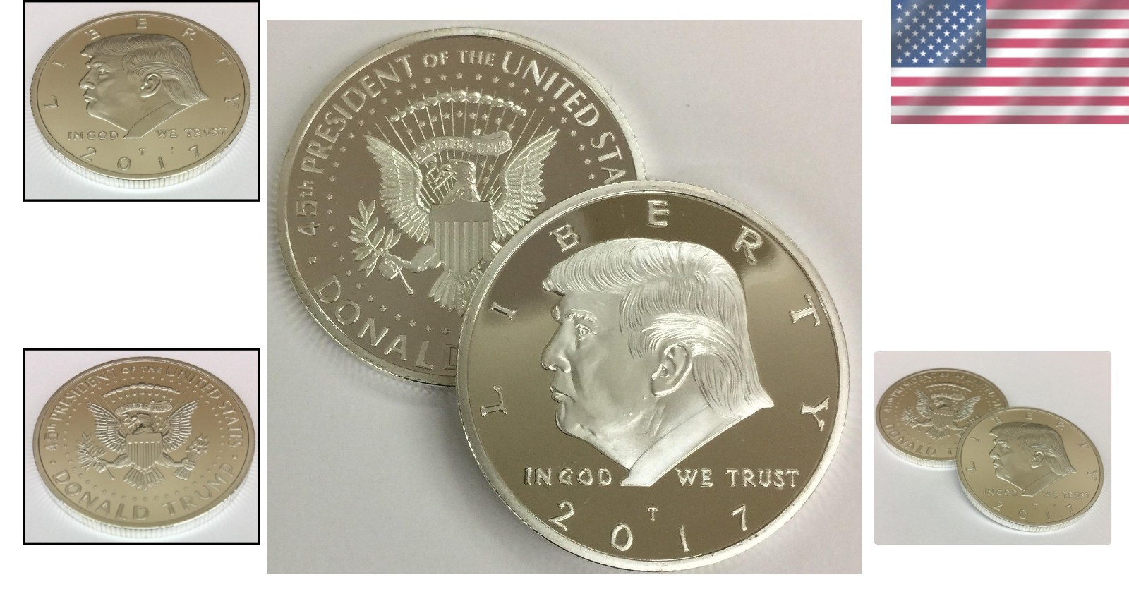 Hand-Crafted 2017 Donald Trump Silver Coin with Eagle Seal – Gift Ready Novelty