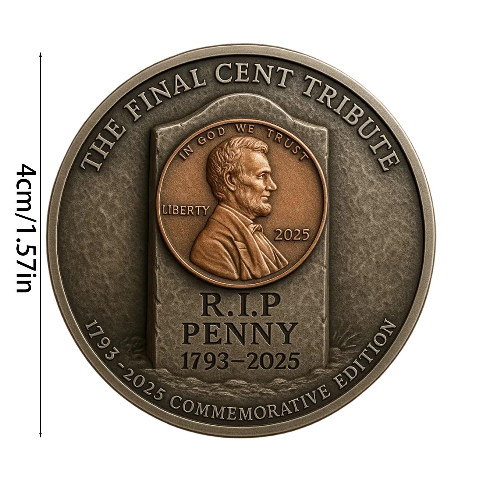 2x The Final Cent Tribute R.I.P. Penny 1793-2025 Commemorative Coin