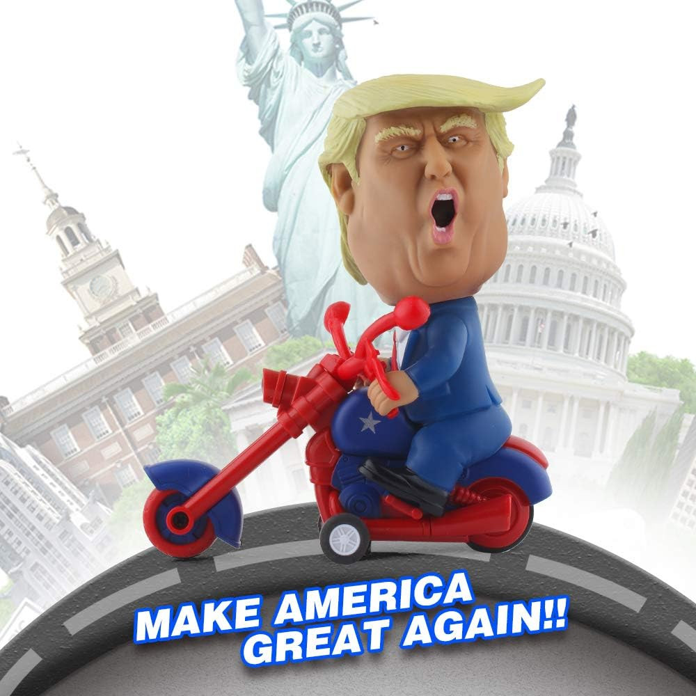 DINOBROS President Donald Trump 2024 Toy Figure Riding Motorcycle Funny Rev Up C