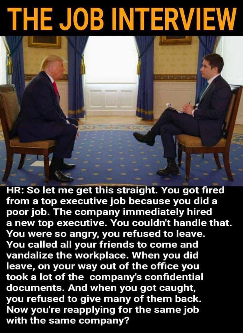 TRUMP JOB INTERVIEW HUMOROUS FRIDGE MAGNET 5″ X 3.5″