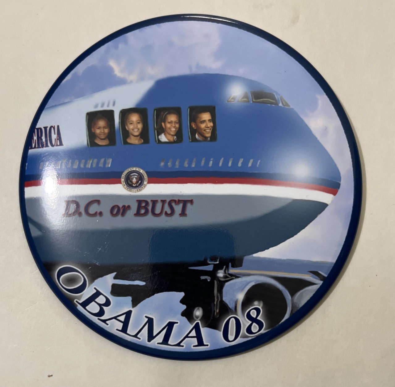 Barack Obama Presidential Campaign Button Large 6” Numbered 49/50