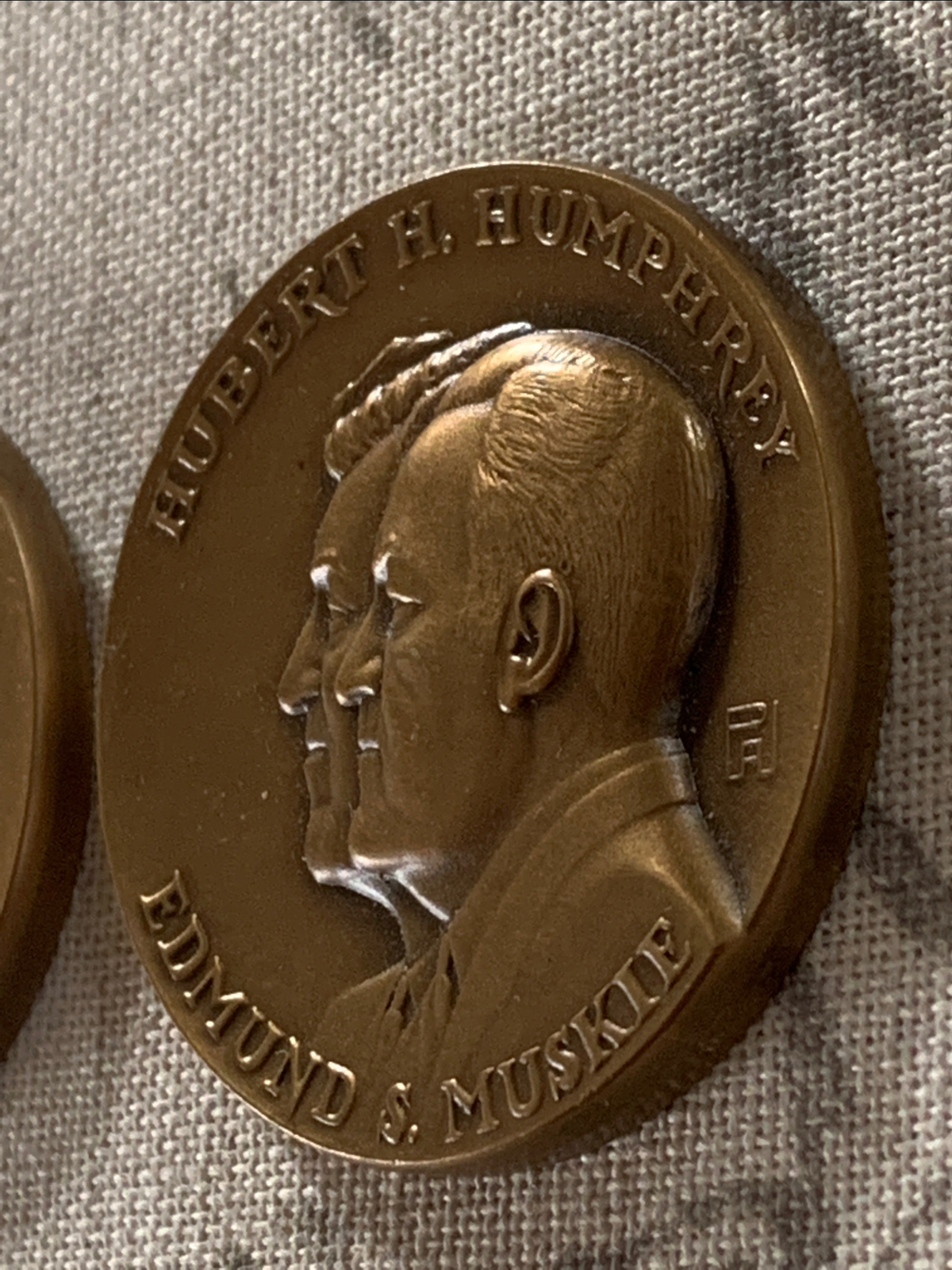1968 Democratic Hubert Humphrey & Republican Richard Nixon Campaign Medallic Art