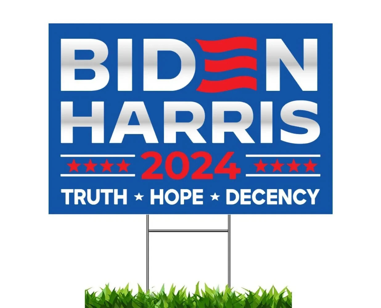 POLITICAL YARD SIGN FREE STAKE JOE BIDEN KAMALA HARRIS 2024 18″ x 12″ 2 Sided