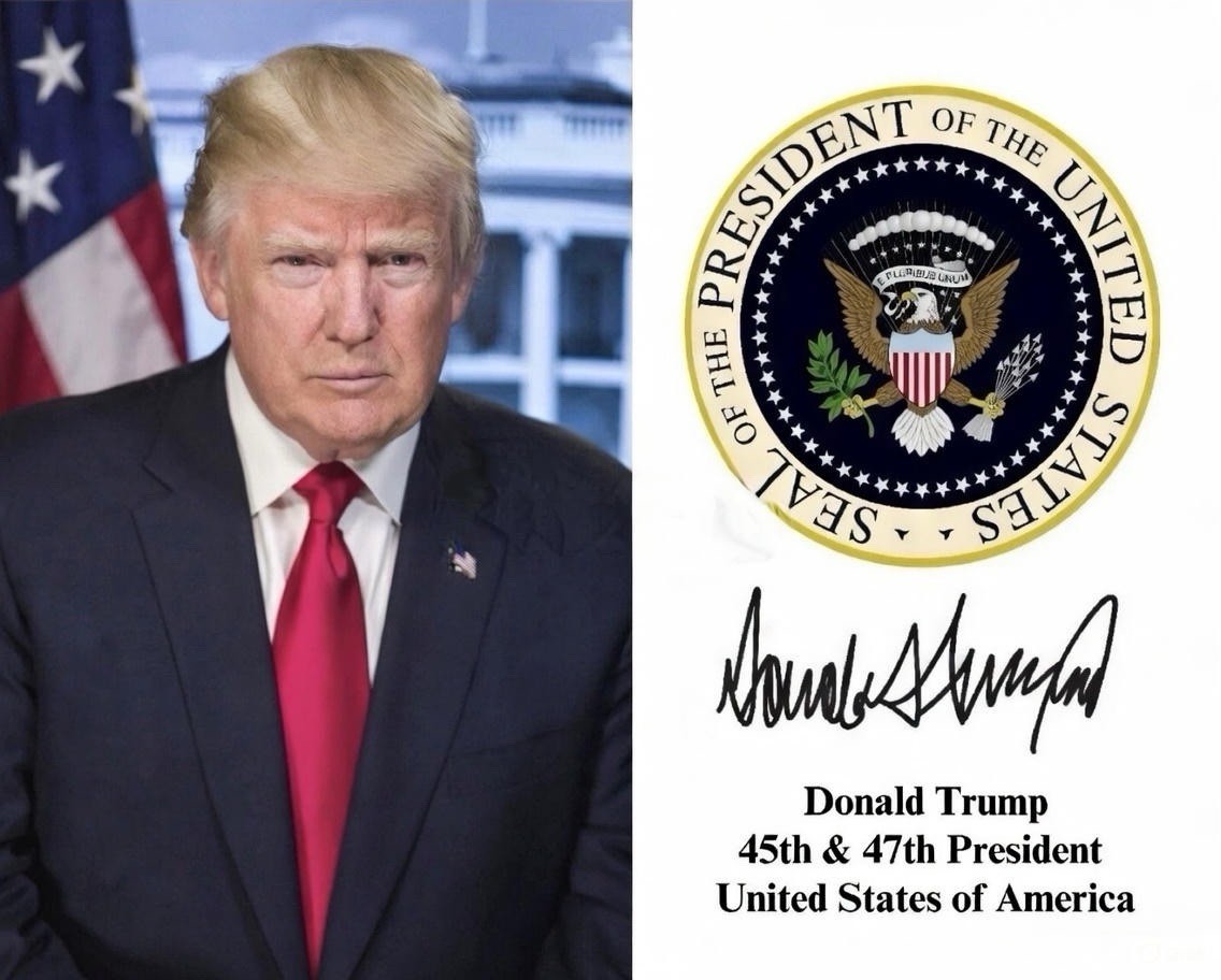 PRESIDENT DONALD TRUMP PORTRAIT PRESIDENTIAL SEAL & SIGNATURE 8X10 PHOTO 059