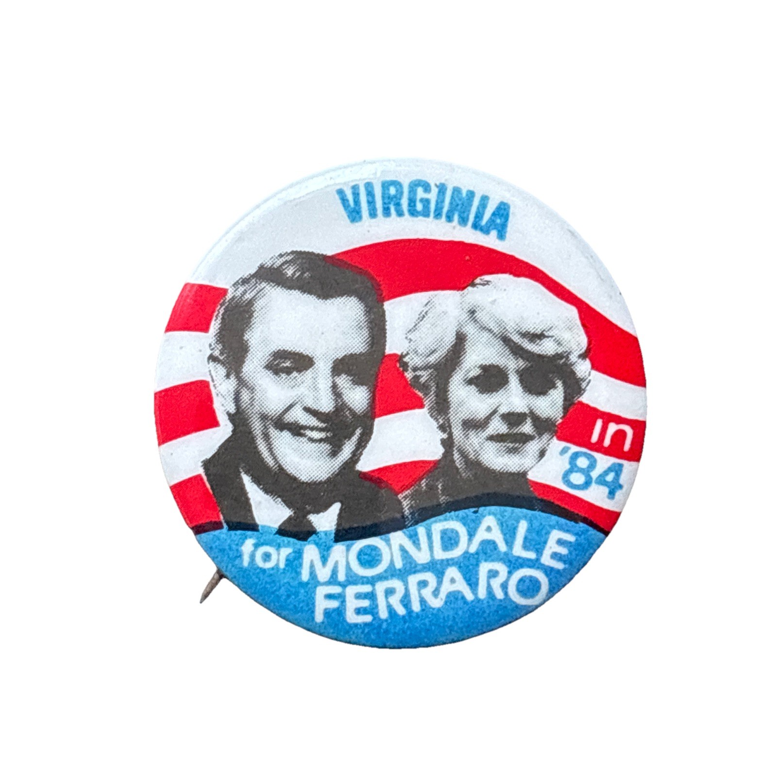 1984 Walter Mondale for President Virginia Pin 50 State 1.5″ Button Ferraro