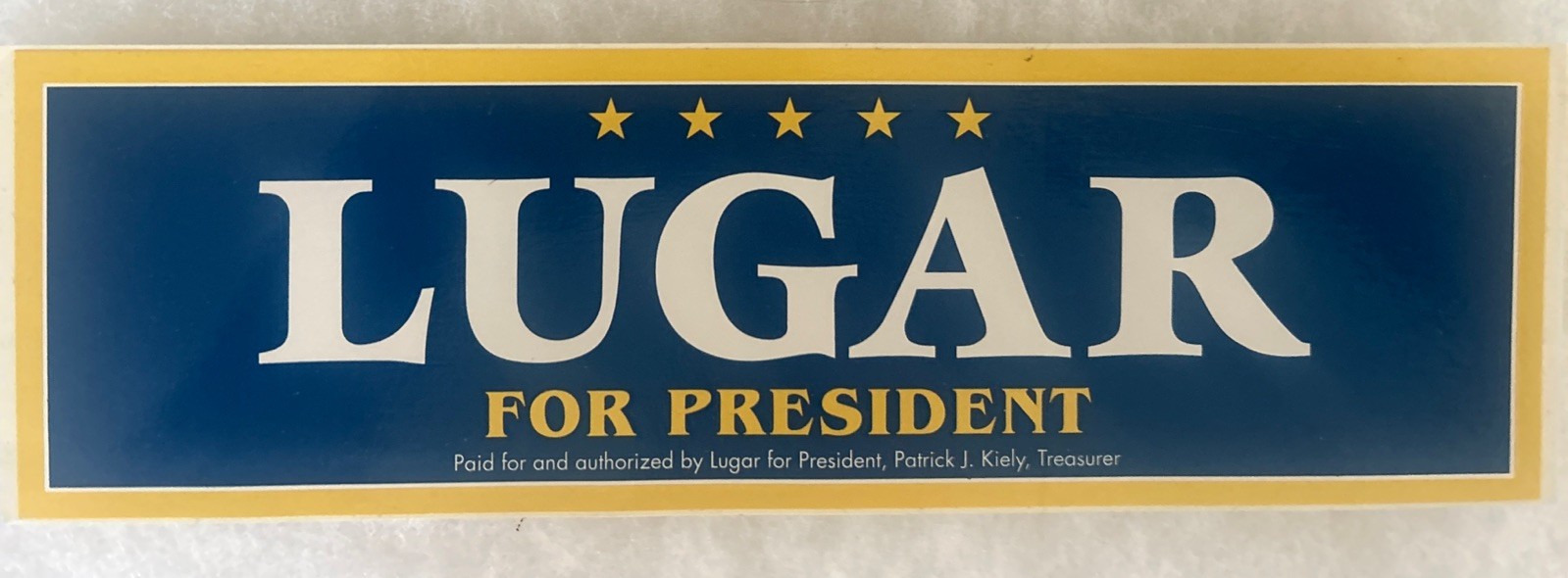 LUGAR For President Bumper Sticker 10” x 3”