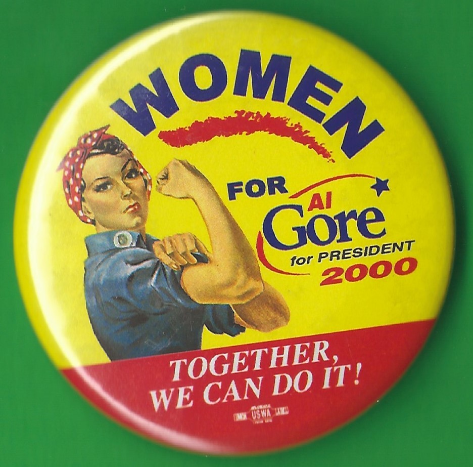 2000 Al Gore 2-1/4″ / “Rosie the Riveter” Presidential Campaign Button(Pin33)