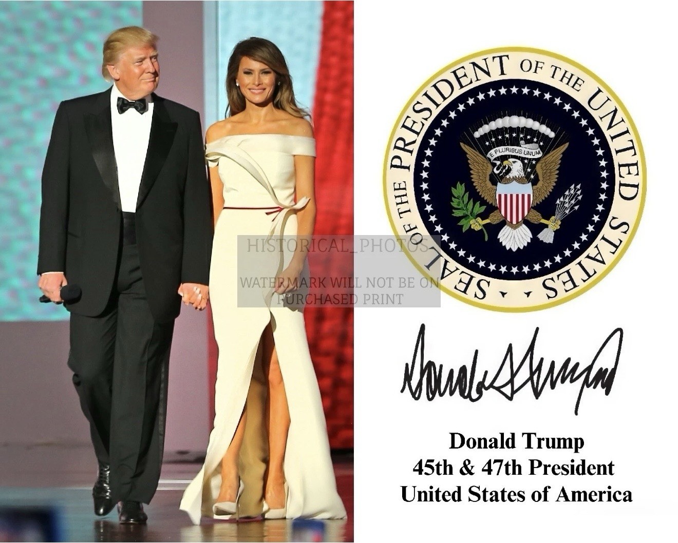 PRESIDENT DONALD TRUMP & MELANIA TRUMP PRESIDENTIAL SEAL & AUTOGRAPH 8X10PHOTO60