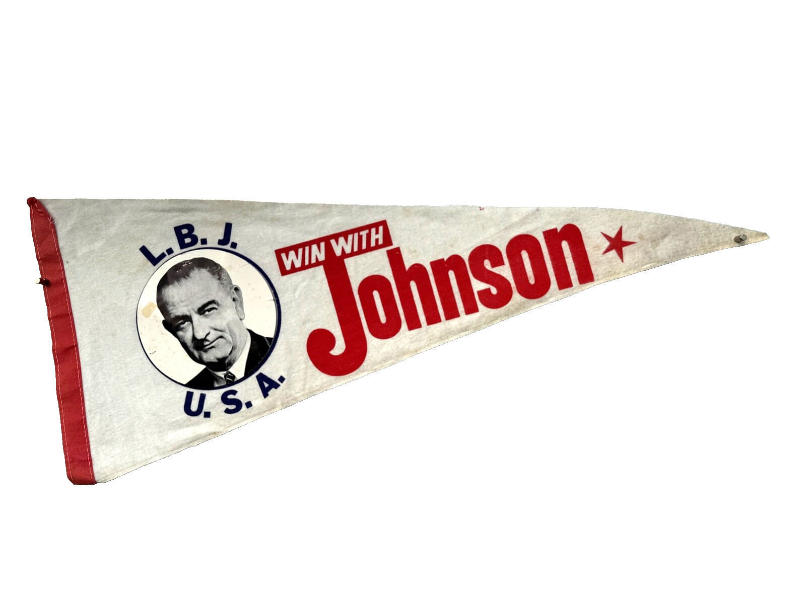 1964 LBJ Win With Johnson Soft Felt Pennant/Banner-Lyndon Baines Johnson