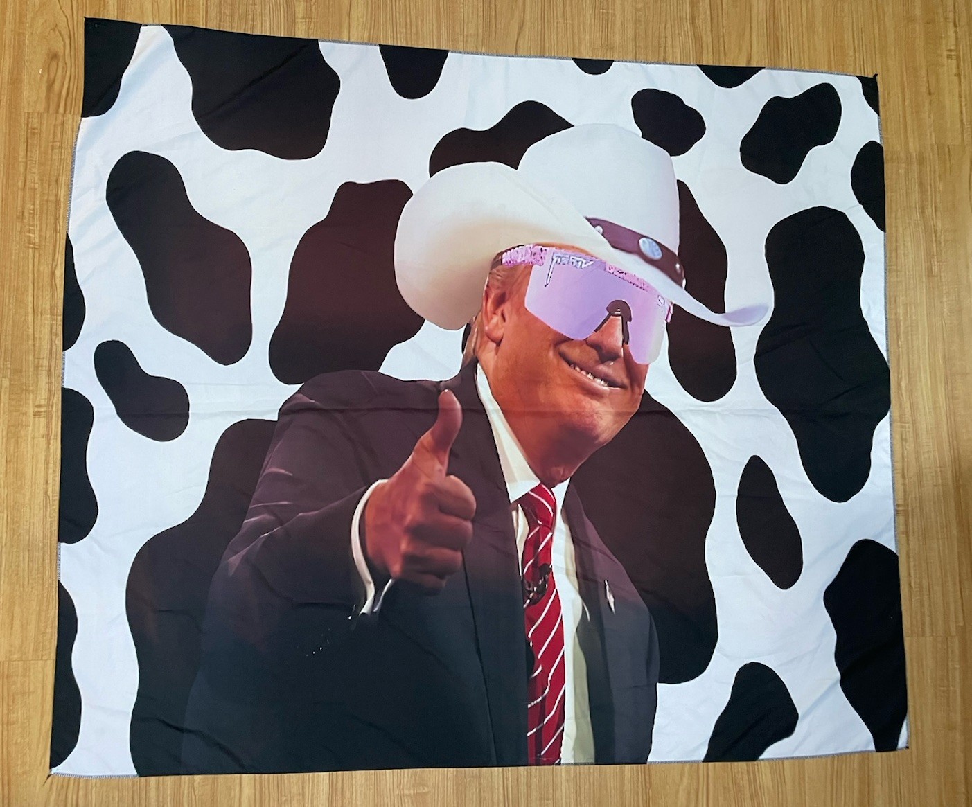 donald trump flag cowboy hat Cow Print 4ftx5ft Funny B56 Cotton/ Polyester