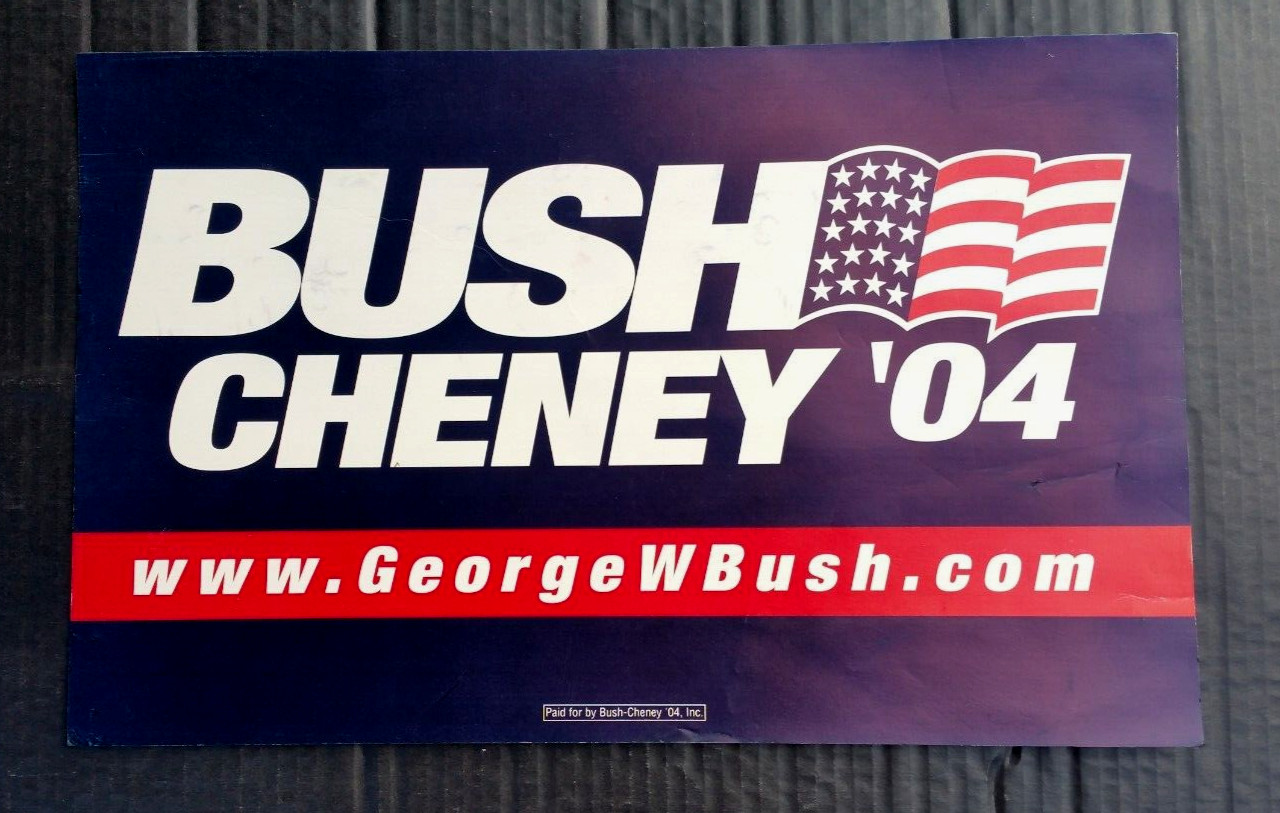 Vintage Bush Cheney ’04 George W Bush .com 19″ X 12″ Yard Signs 5 Total VG-EC