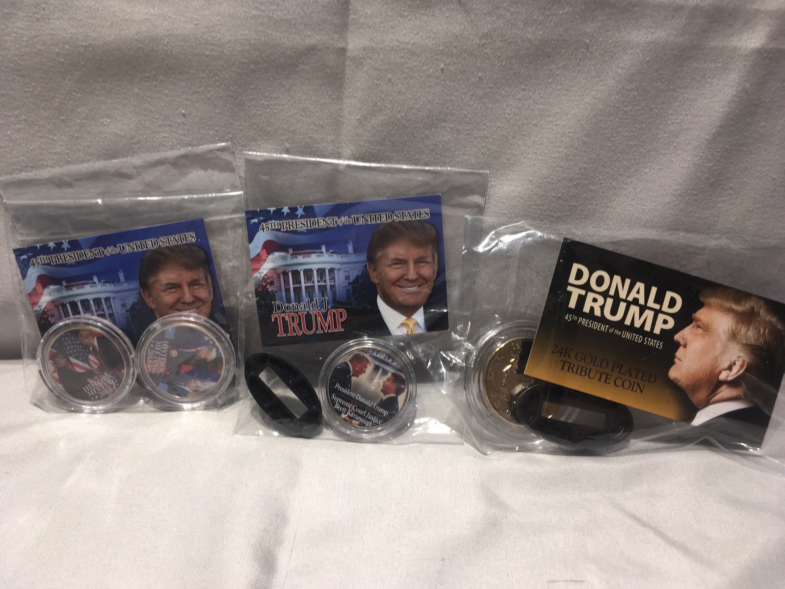 Lot Of 4 Trump Coins Kavanaugh/2 Set Historic Meeting &24k Plated 2017