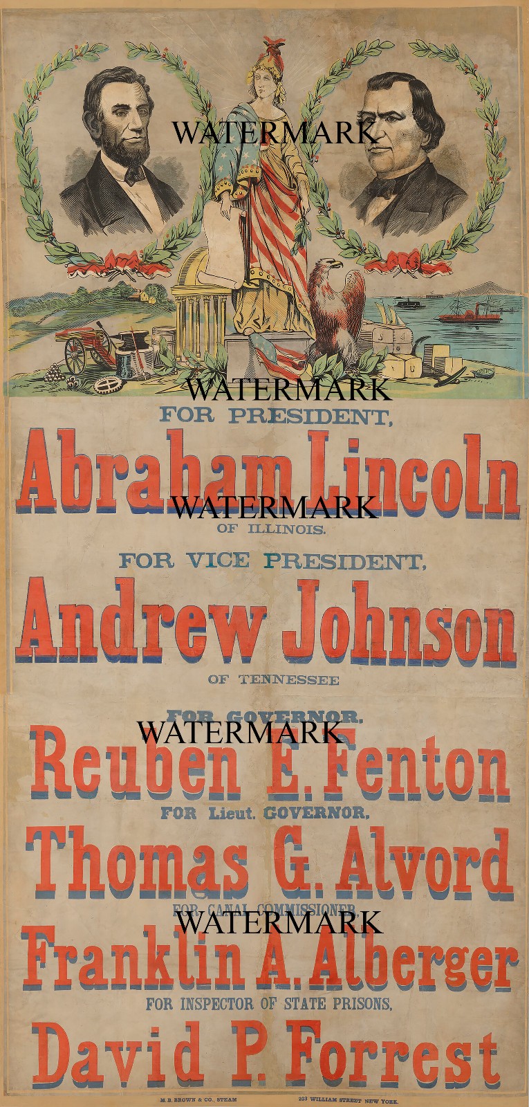 1864 Abraham Lincoln Johnson Political Broadside 13×19 INCH REPRODUCTION