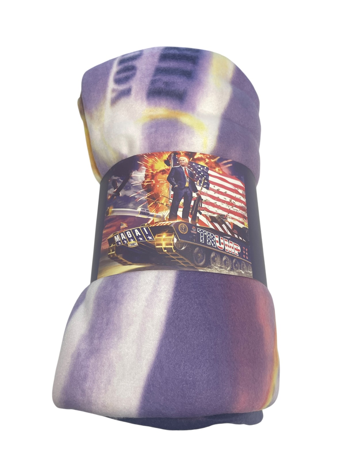 Donald Trump MAGA Tank Fleece Blanket Throw US Presidential Political