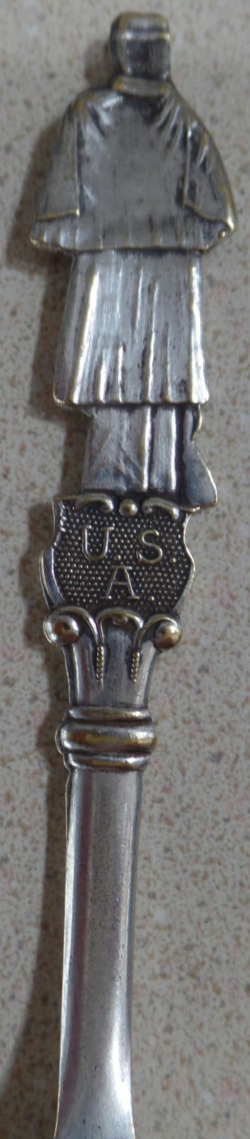 William McKinley Spoon w/Handle Like Civil War Soldier w/Kepi Hat Cape & Rifle