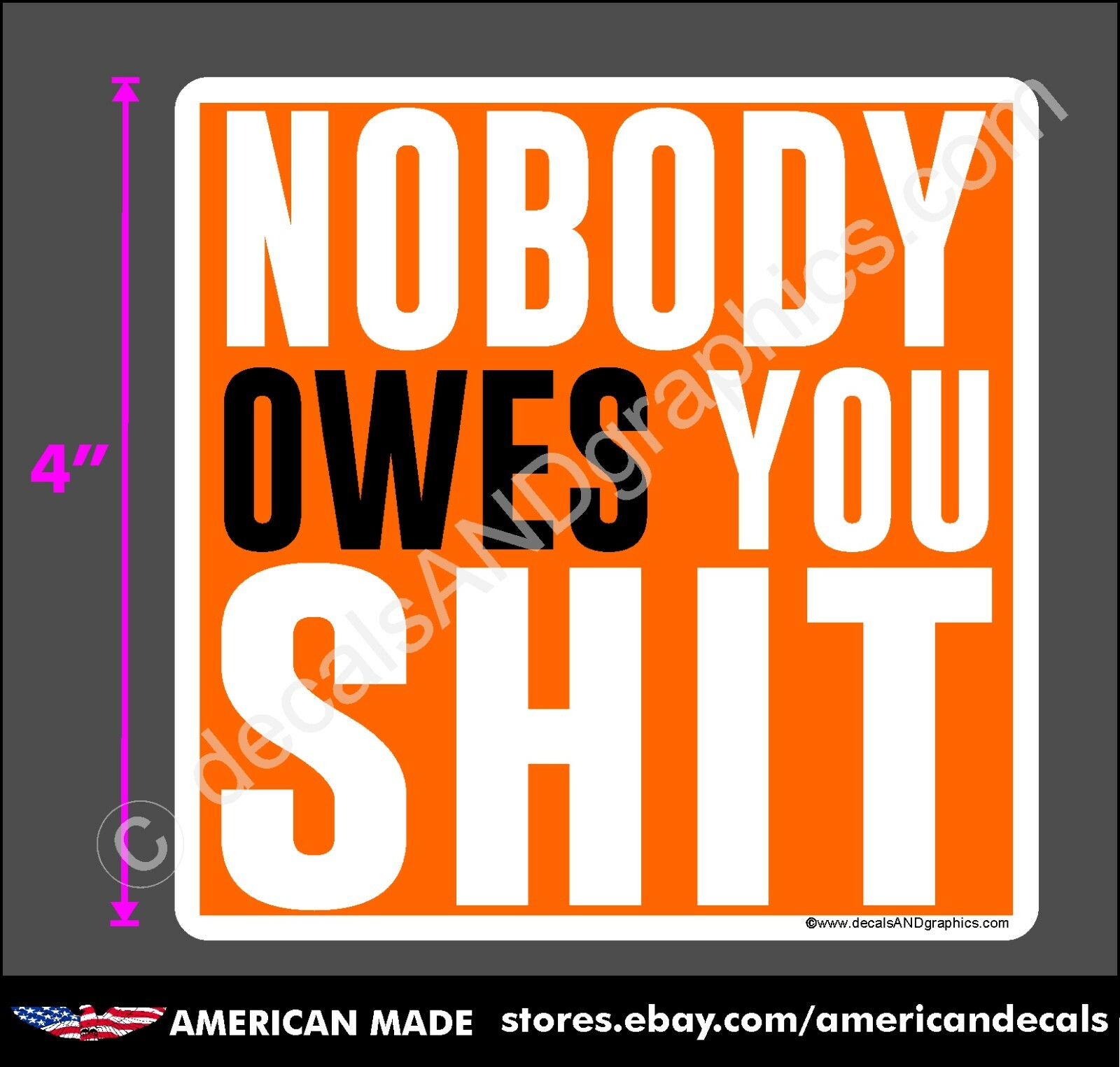 TRUMP 2020 2024 STICKER NOBODY OWES YOU ANTI DEMOCRAT DECAL BUMPER ELECTION