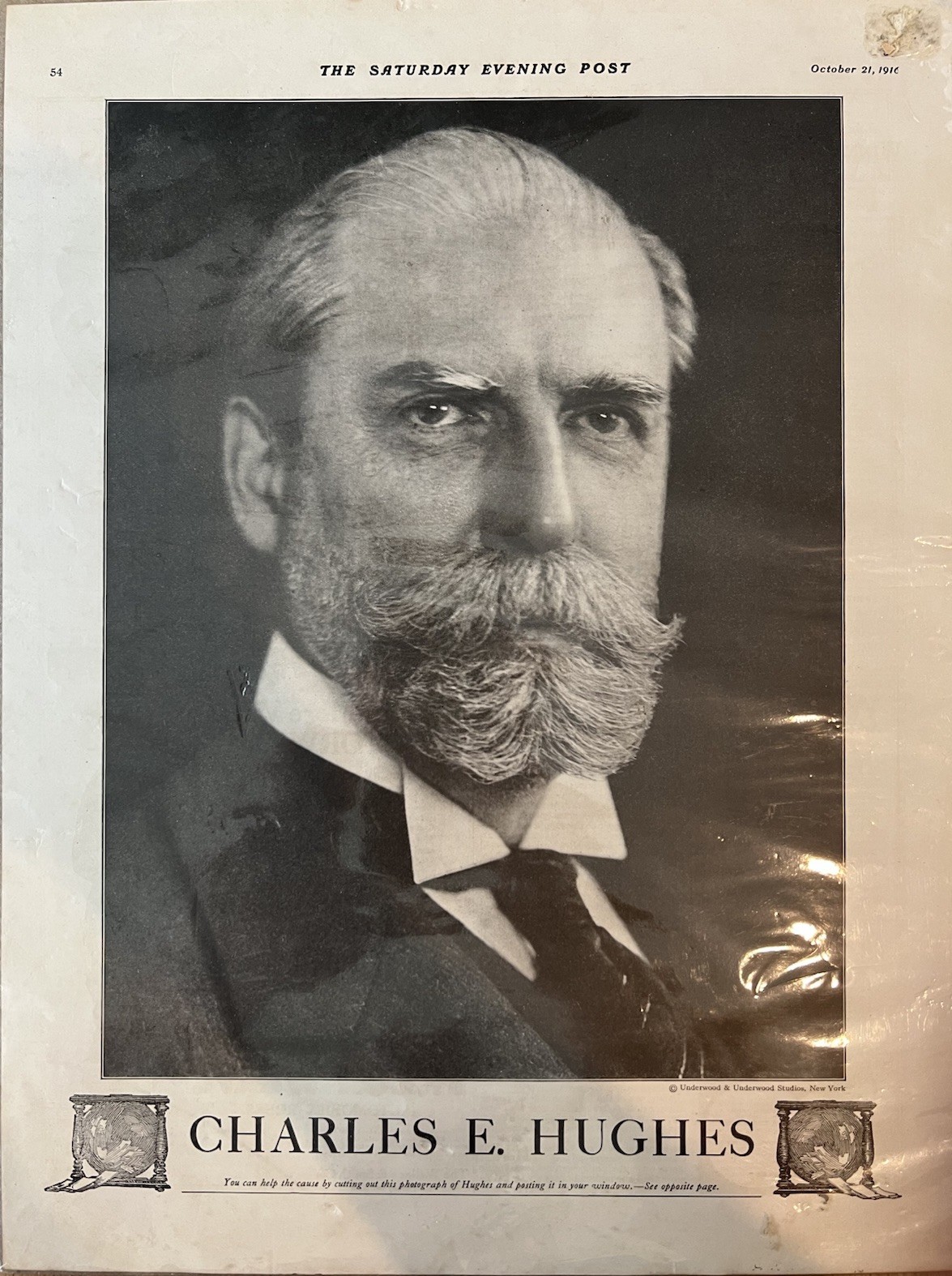Charles Evan’s Hughes Advertisement From October 21, 1916 Saturday Evening Post