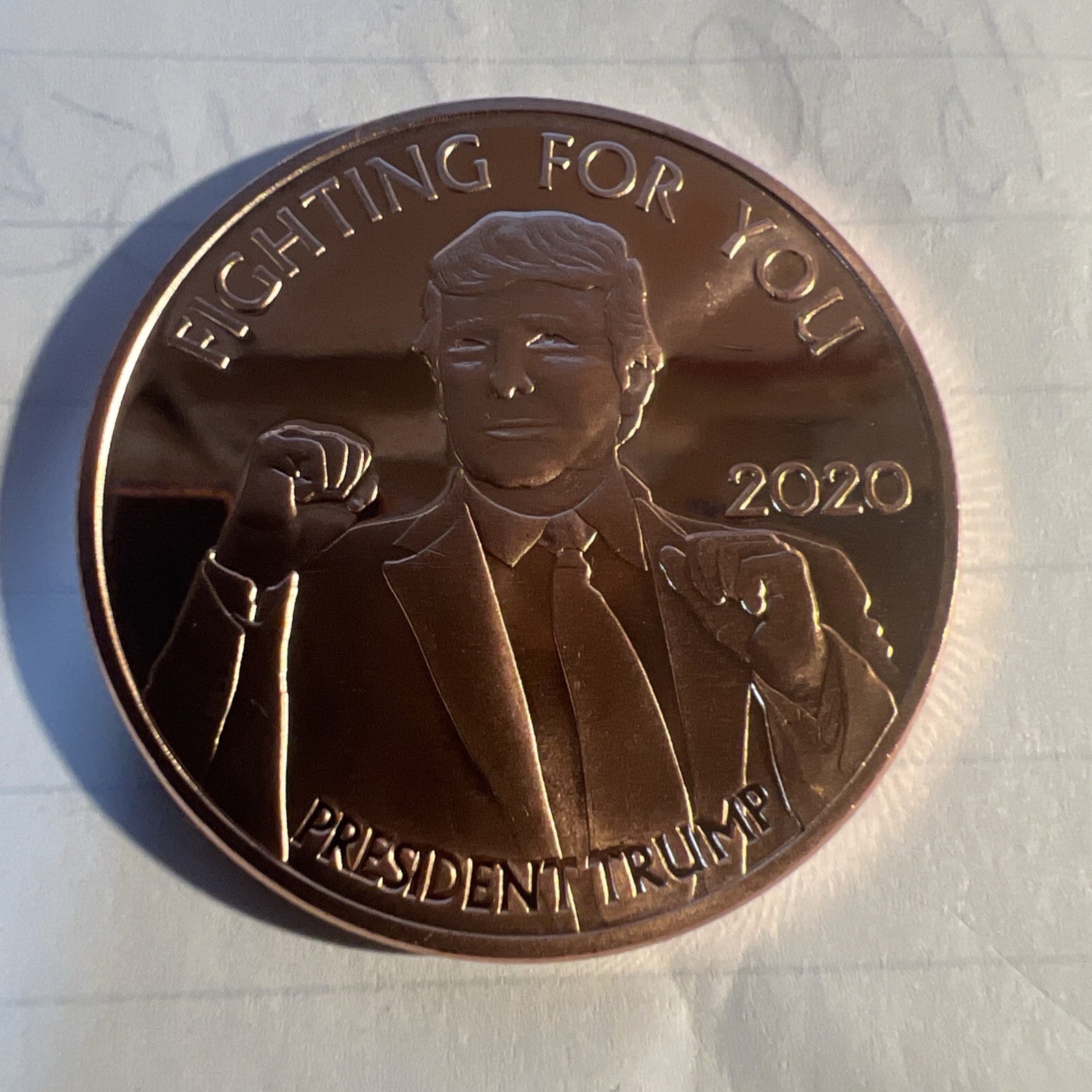 Donald Trump 2020 Commemorative Copper Coin Token “Fighting For You” Seal