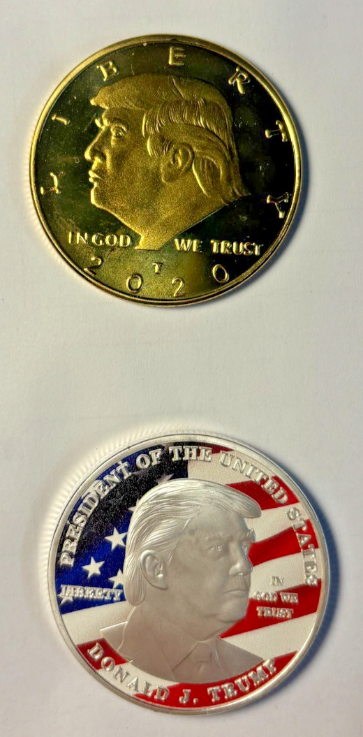 Donald Trump Coin Set of (2) – 2020 Gold Plated & Silver Plated Eagle Plated
