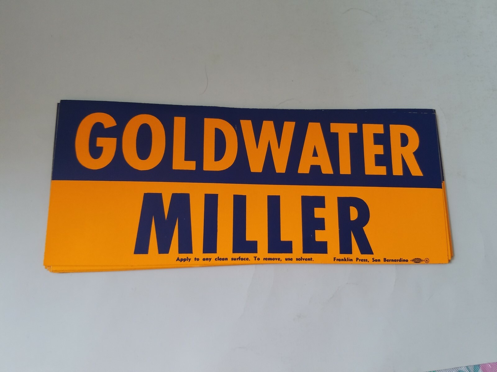 Goldwater Miller Bumper Sticker 3.5″x8.5″ Franklin Press (Barry Goldwater)