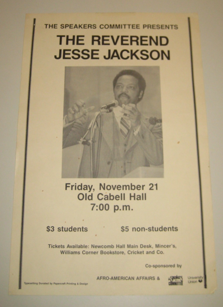 The Reverend Jesse Jackson 1986 University Tour Poster – Very Rare Virginia