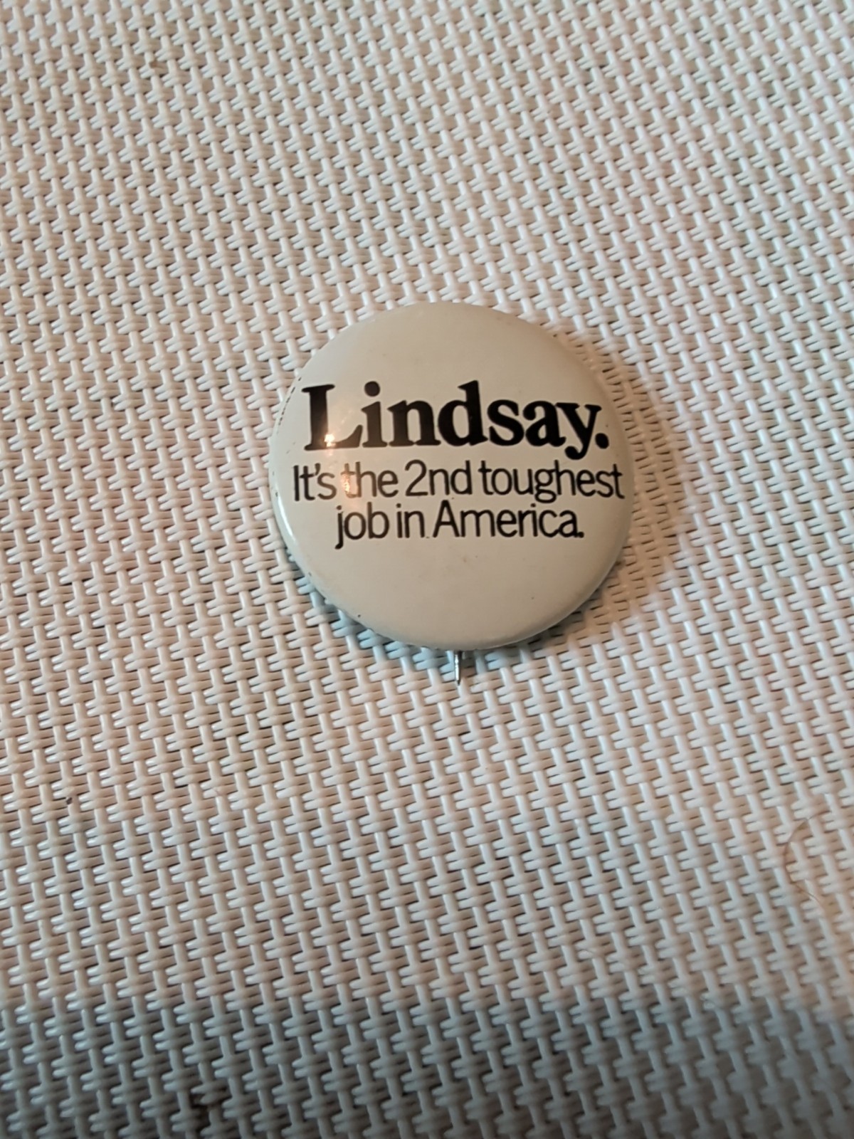 1965 Vintage John Lindsay Campaign Pin Button Political New York City Mayor NYC