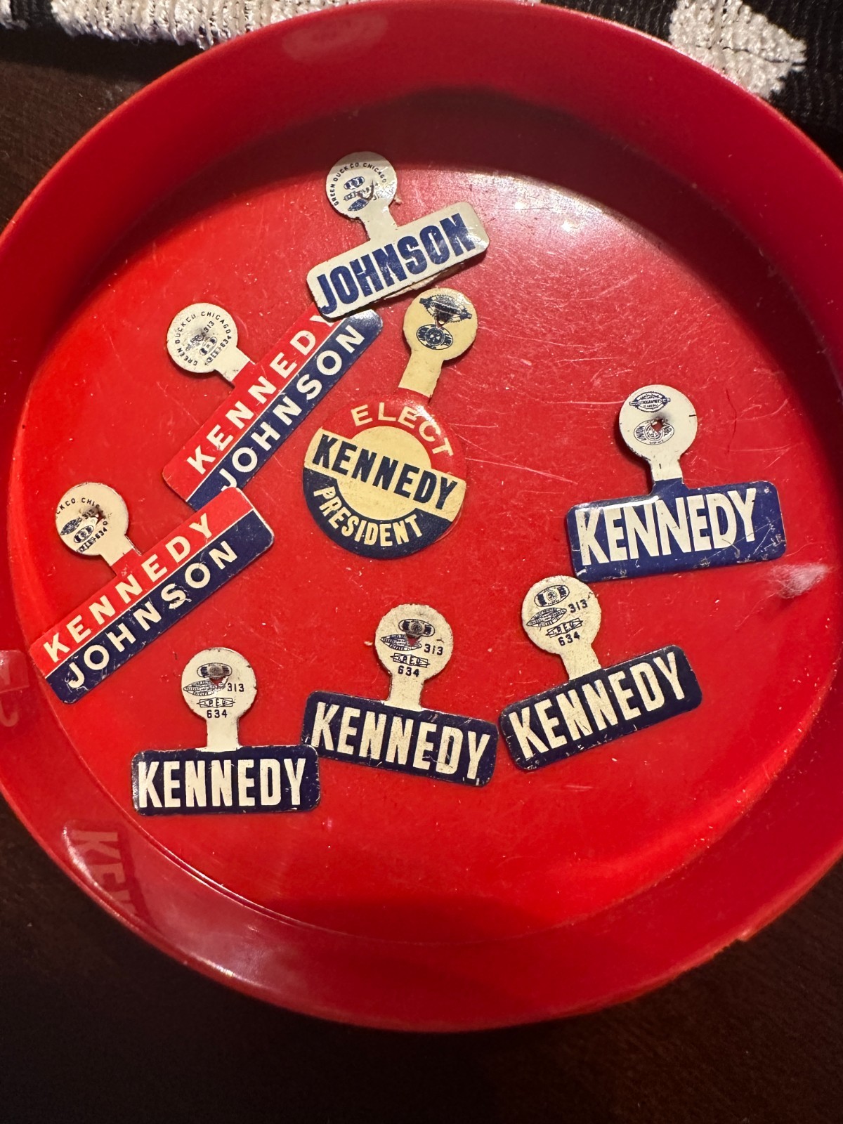 LOT 1960 JFK John F KENNEDY Metal Litho Lapel TAB Political Election Button Pin