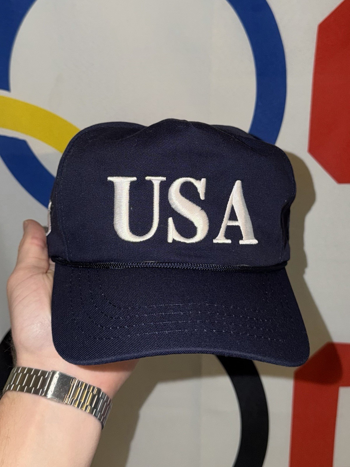 Cali-Fame Headwear Trump 45 USA Snapback Hat Politics Navy Blue Rope Republican