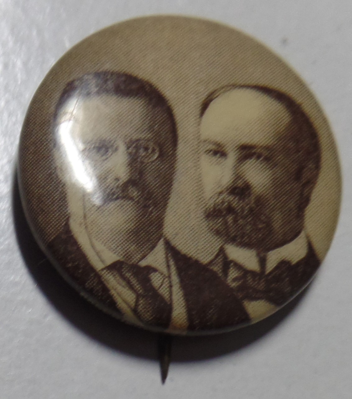 1904 Teddy Roosevelt Chas Fairbanks Sepia Prez Campaign Pin Pach & Buck Photos