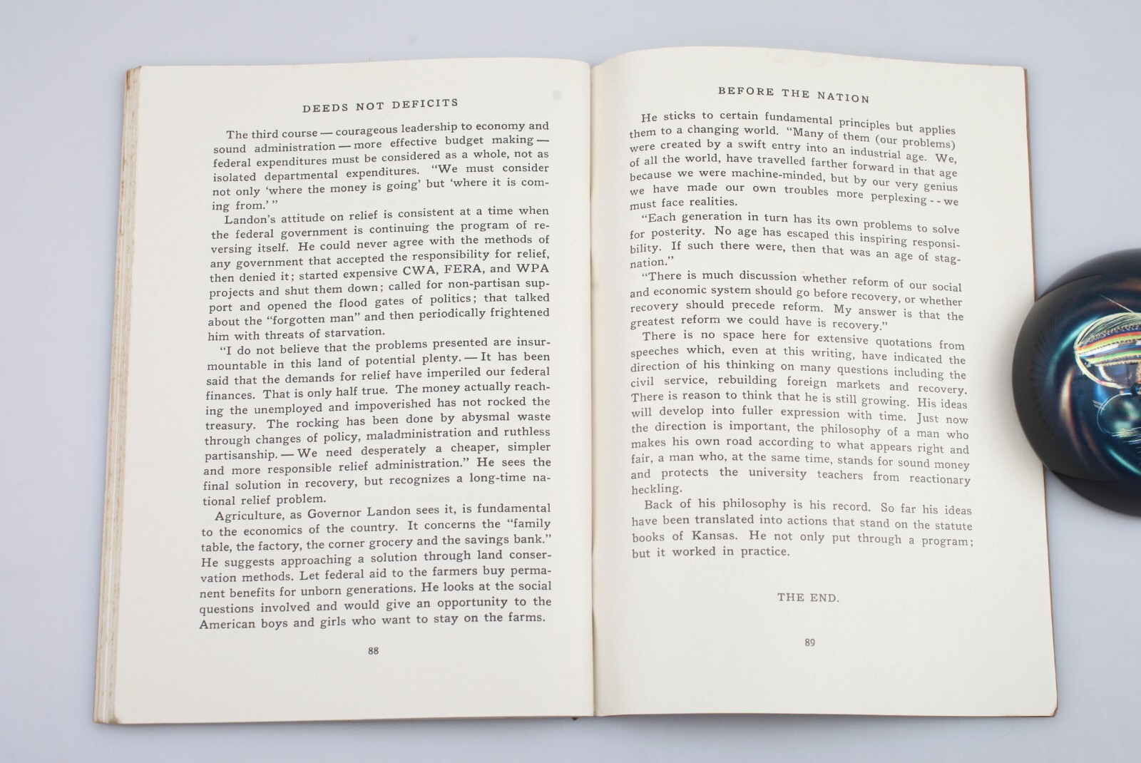 1936 Deeds Not Deficits The Story of Alfred M Landon Presidential Candidate Book