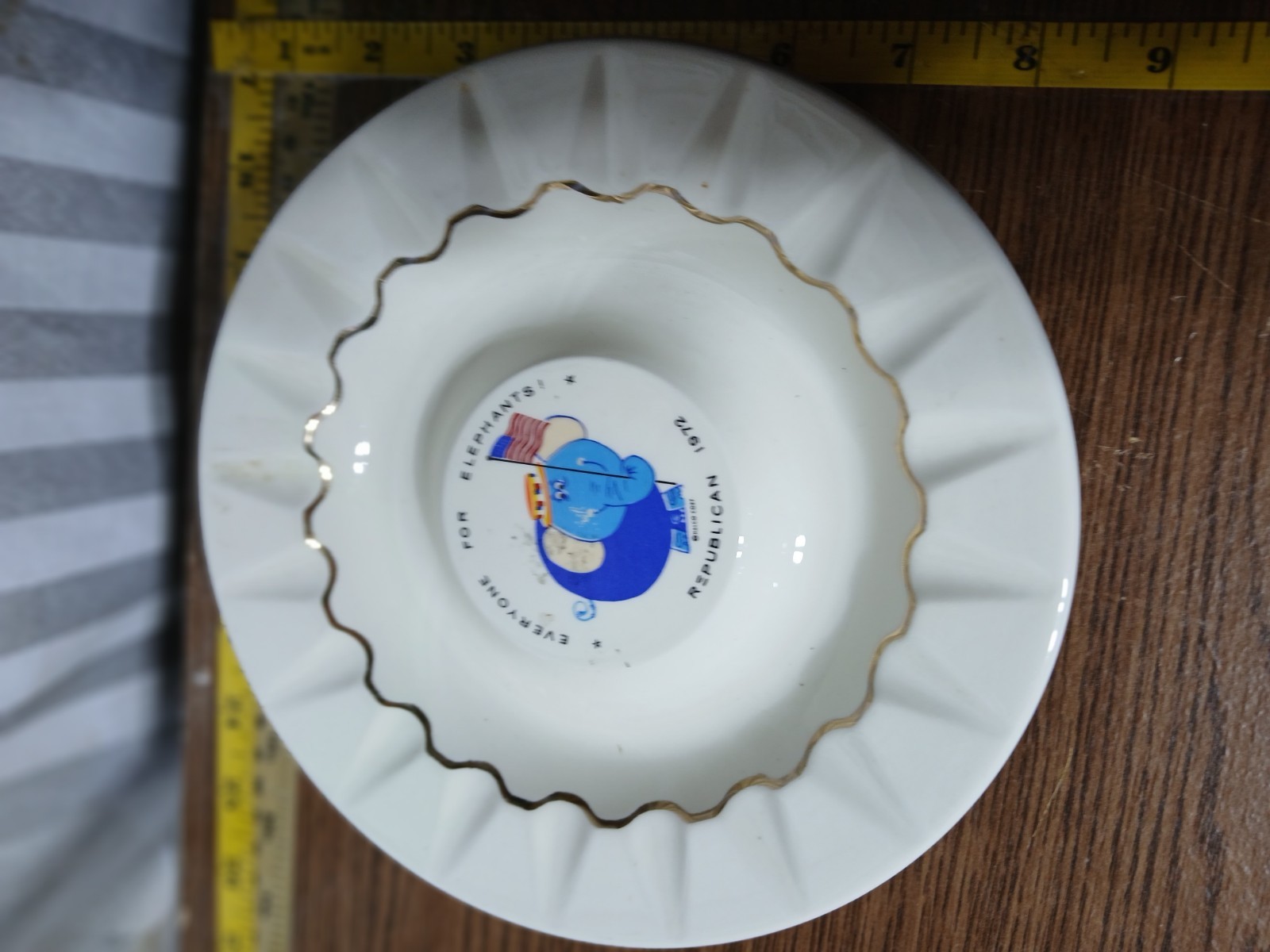 Vintage GOP 1972 Cigarette Elephant President Nixon Republican Ashtray Campaign