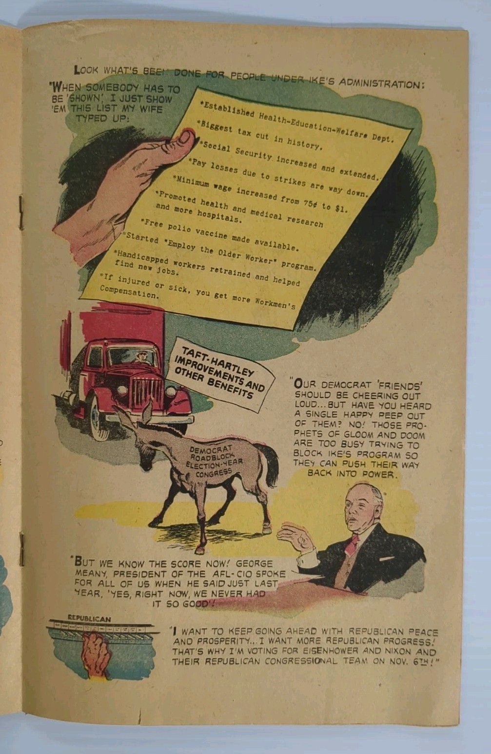 1956 Republican Presidential Campaign Forward with Eisenhower & Nixon Comic