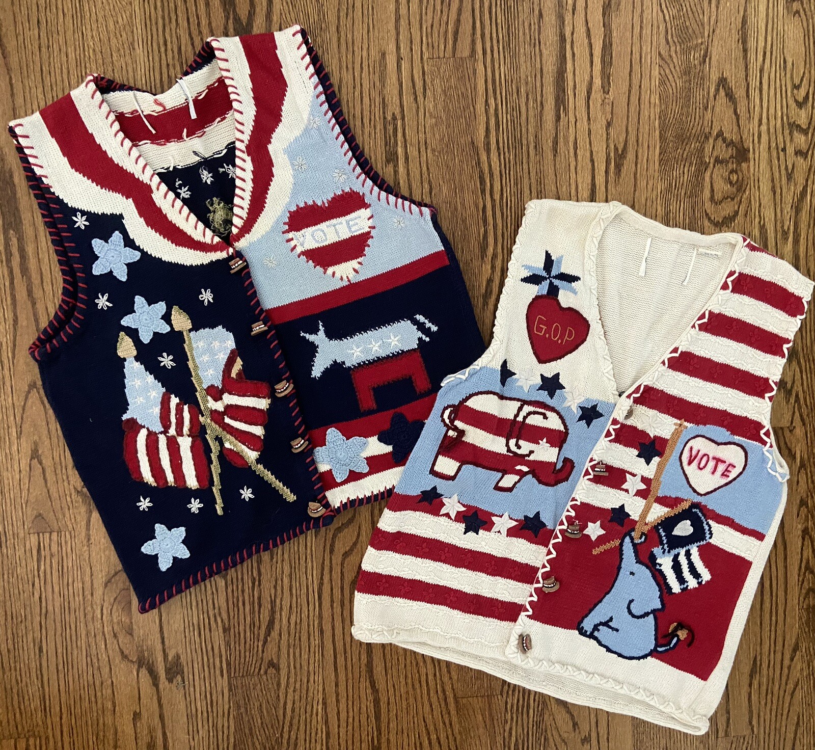 Republican Democrat Divided House Ugly Christmas Sweater Vests VOTE M L