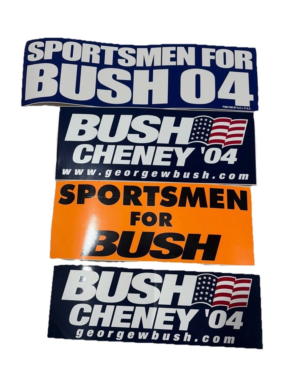 Lot of 4 George W Bush President Campaign Bumper Sticker Republican Sportsmen