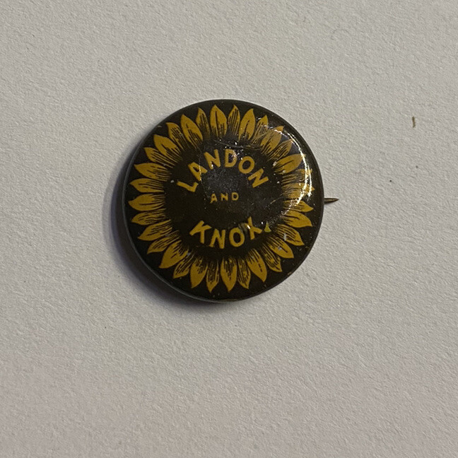 Vintage Political Pinback Pin 1936 ~ Landon and Knox ~ 3/4in ~ small dent