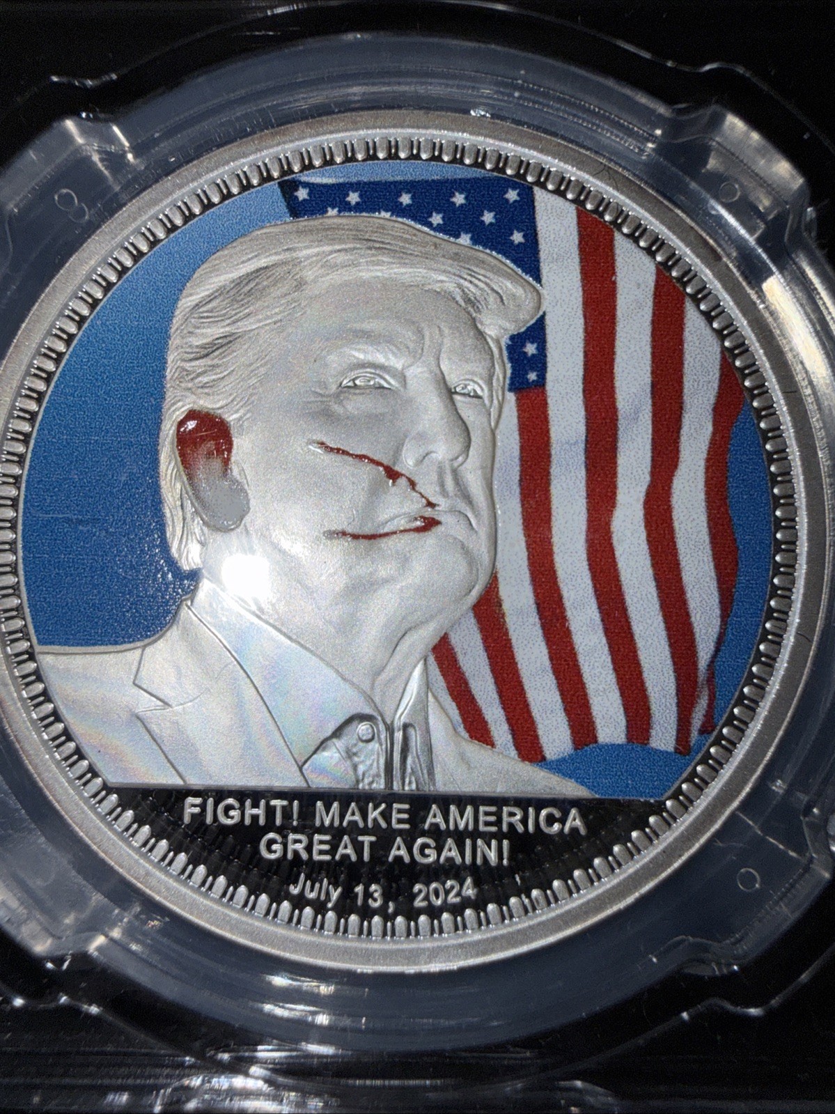 USA 2024 Donald Trump Assassination Attempt Silver Plated Shooting Commemorative