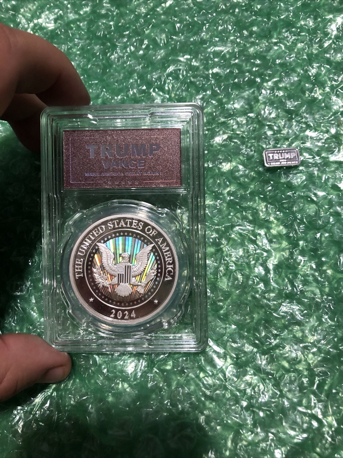 2024 Trump Vance Silver Plated Coin COMMEMORATIVE + 1G SILVER+ GOLD + COPPER